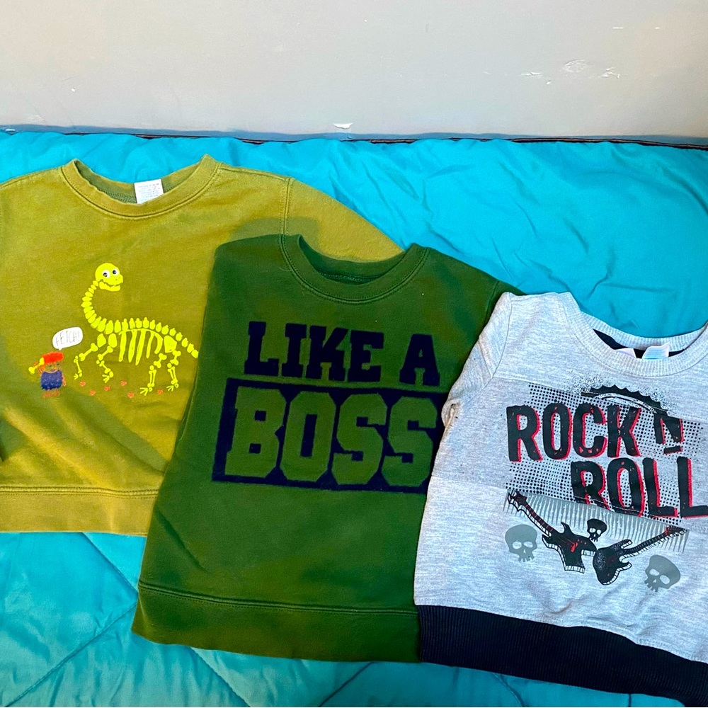 Granimals, Joe Boxer, Kidgets, 24M/2T Sweatshirts, Bundle of 3, Green & Grey